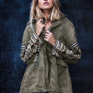 Reserved for Theresa. Free People Golden Quills Embroidered Military Jacket